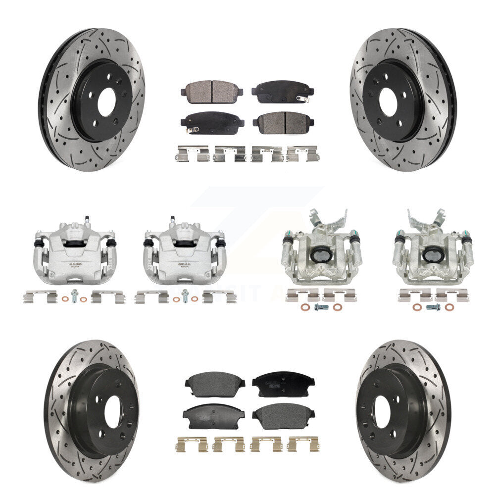 Front Rear Brake Coat Caliper Drill Slot Rotor Ceramic Pad Kit (10Pc) For Chevrolet Trax KCD-100682T