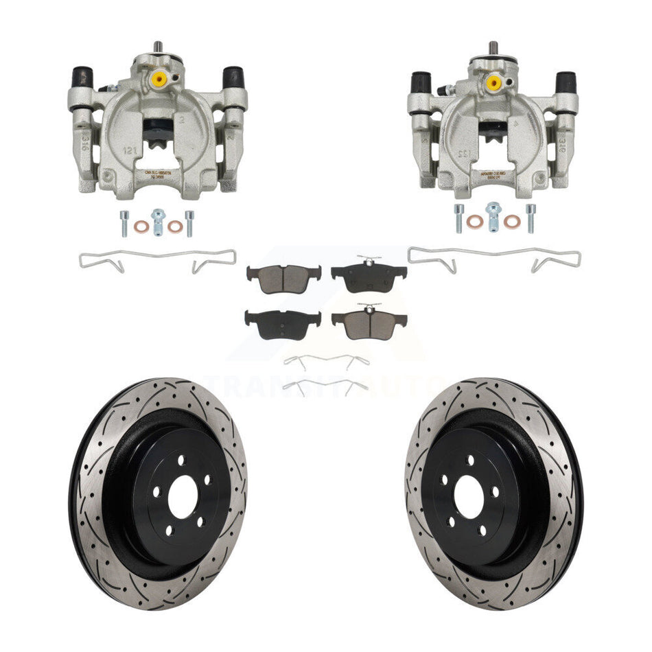 Rear Brake Caliper Drilled Slot Rotor Ceramic Pad Kit For 2019-2022 Lincoln Nautilus FWD KCD-100684C