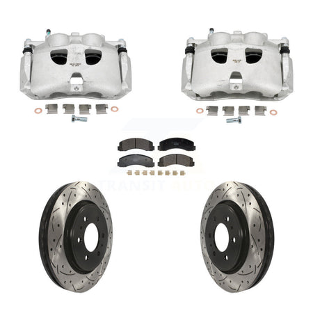Front Brake Coated Caliper Drill Slot Rotors Ceramic Pad Kit For Ford Expedition Lincoln KCD-100685T