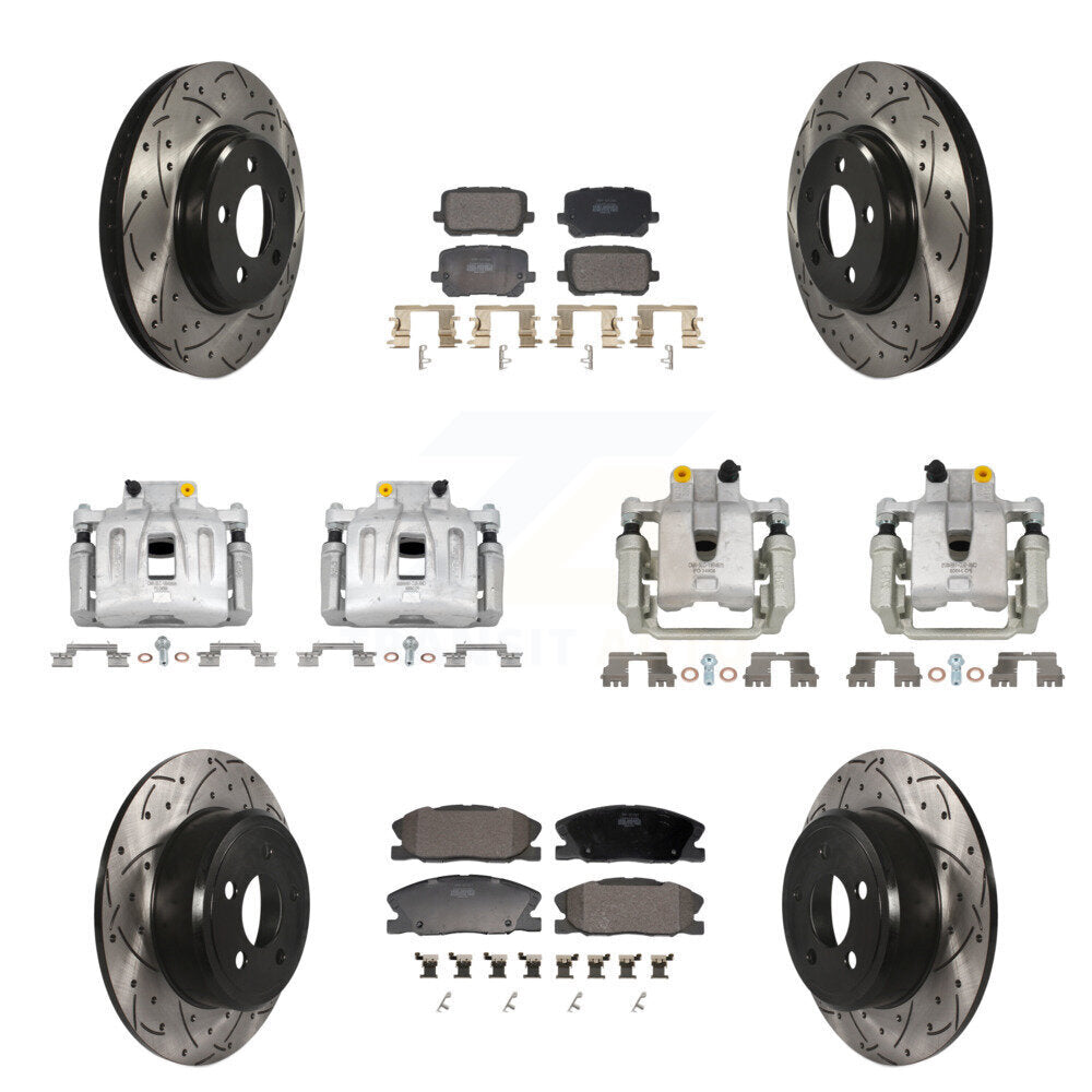 Front Rear Brake Caliper Drill Slot Rotor Semi-Metallic Pad Kit (10Pc) For Dodge Charger KCD-100686P