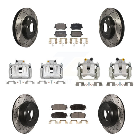 Front Rear Brake Caliper Drill Slot Rotor Semi-Metallic Pad Kit (10Pc) For Dodge Charger KCD-100687P