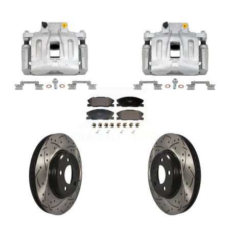 Front Disc Brake Coated Caliper Drilled Slotted Rotors Ceramic Pad Kit For Dodge Charger KCD-100687T