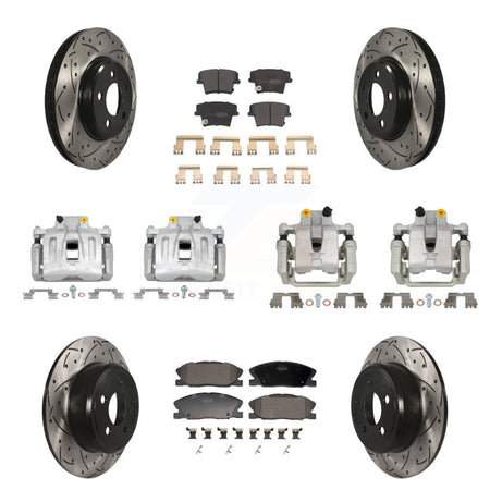 Front Rear Brake Caliper Drill Slot Rotor Semi-Metallic Pad Kit (10Pc) For Dodge Charger KCD-100688P