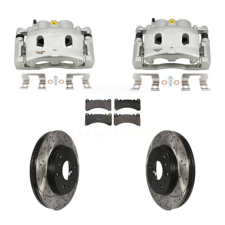 Front Brake Caliper Drill Slot Rotor Ceramic Pad Kit For GMC Sierra 1500 Chevrolet Yukon KCD-100689T