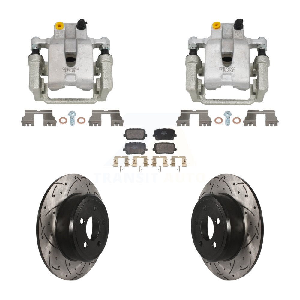 Rear Disc Brake Coated Caliper Drill Slot Rotors Semi-Metallic Pad Kit For Dodge Charger KCD-100691P