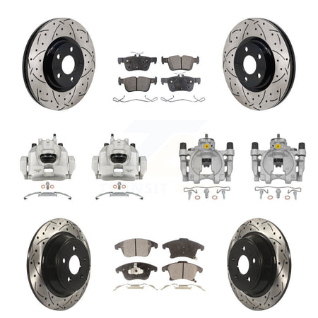 Front Rear Brake Coated Caliper Drill Slot Rotors Ceramic Pad Kit (10Pc) For Lincoln MKZ KCD-100693T