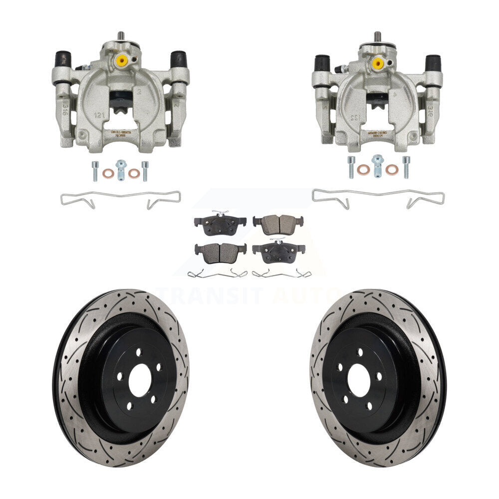 Rear Brake Caliper Drilled Slot Rotor Ceramic Pad Kit For 2019-2022 Lincoln Nautilus FWD KCD-100699T