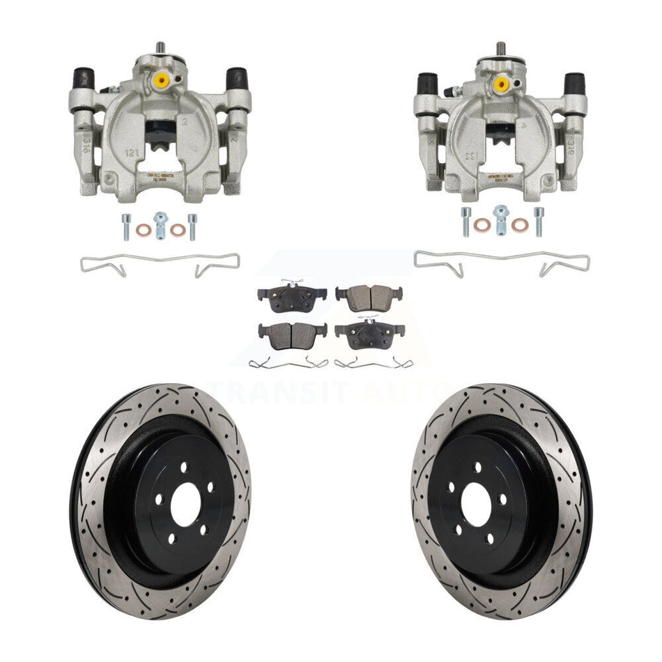 Rear Brake Caliper Drilled Slot Rotor Ceramic Pad Kit For 2019-2022 Lincoln Nautilus FWD KCD-100699T