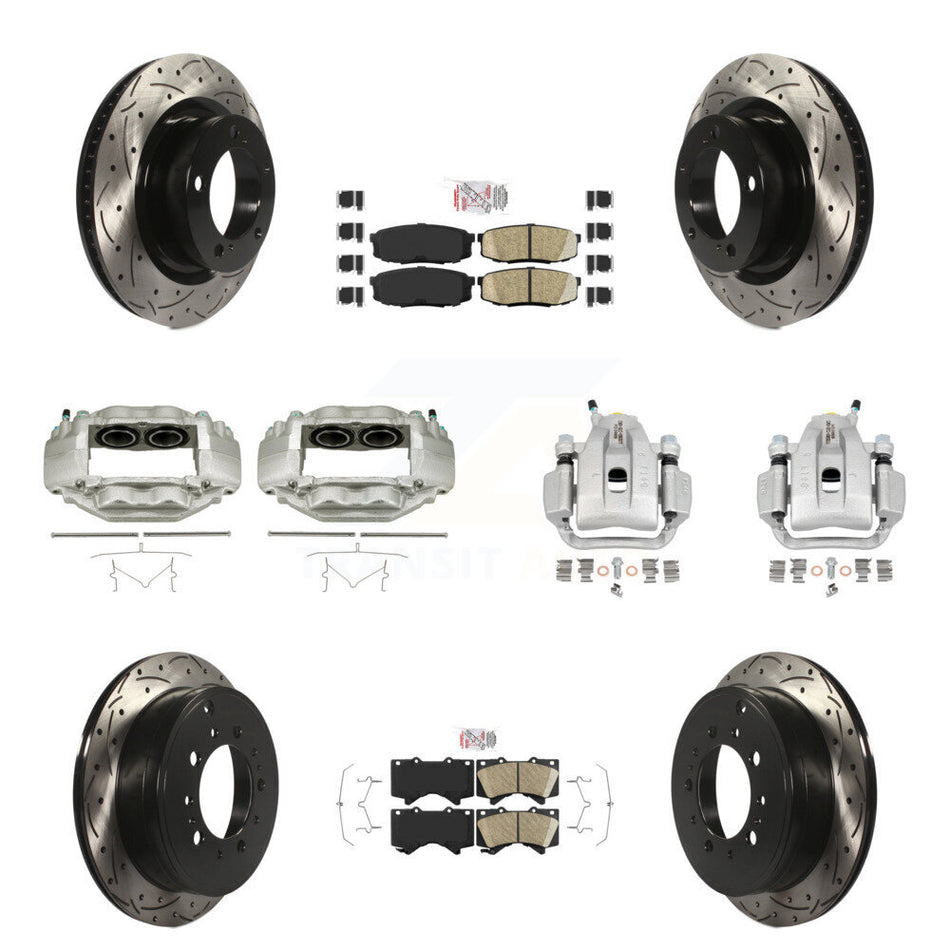 Front Rear Brake Coat Caliper Drill Slot Rotors Ceramic Pad Kit (10Pc) For Toyota Tundra KCD-100701N