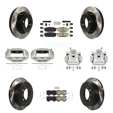 Front Rear Brake Coat Caliper Drill Slot Rotors Ceramic Pad Kit (10Pc) For Toyota Tundra KCD-100702N