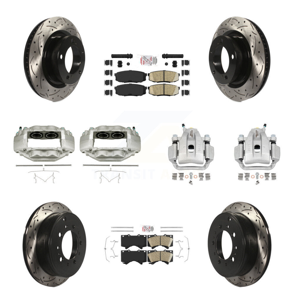 Front Rear Brake Coat Caliper Drill Slot Rotors Ceramic Pad Kit (10Pc) For Toyota Tundra KCD-100704N