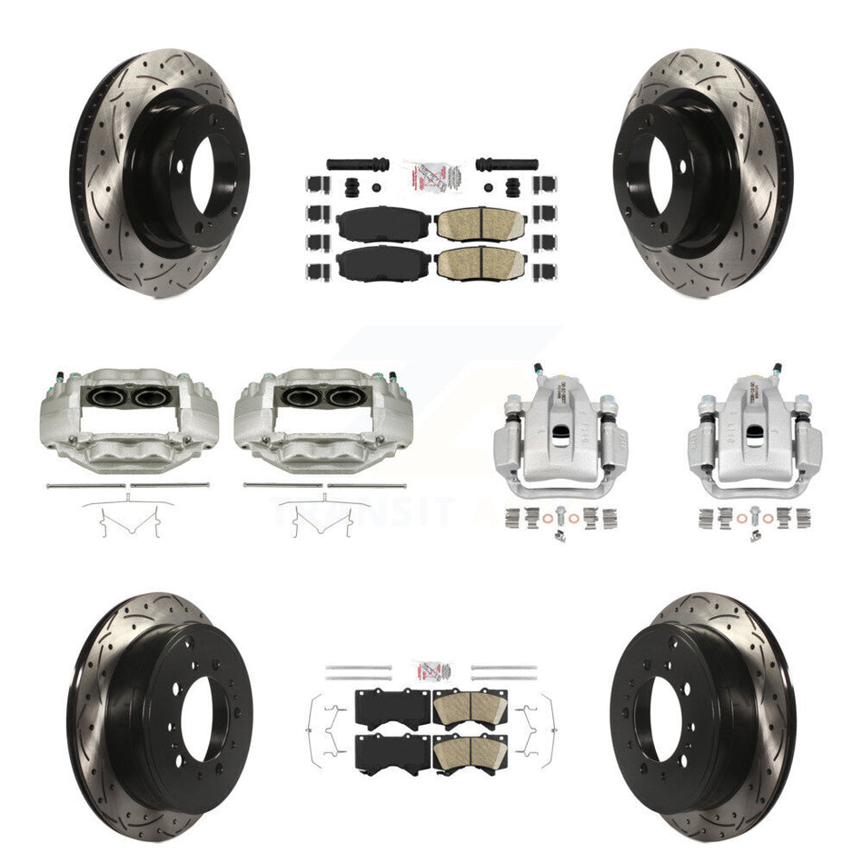 Front Rear Brake Coat Caliper Drill Slot Rotors Ceramic Pad Kit (10Pc) For Toyota Tundra KCD-100704N