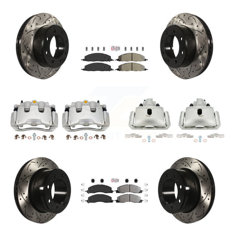 Front Rear Brake Coat Caliper Drill Slot Rotor Semi-Metallic Pad Kit (10Pc) For Ram 1500 KCD-100738N