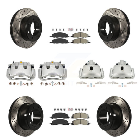 Front Rear Brake Coat Caliper Drill Slot Rotor Semi-Metallic Pad Kit (10Pc) For Ram 1500 KCD-100740N