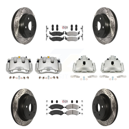 Front Rear Brake Coat Caliper Drill Slot Rotor Semi-Metallic Pad Kit (10Pc) For Chrysler KCD-100741N