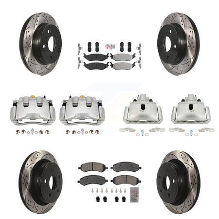 Front Rear Brake Coat Caliper Drill Slot Rotor Semi-Metallic Pad Kit (10Pc) For Chrysler KCD-100743N