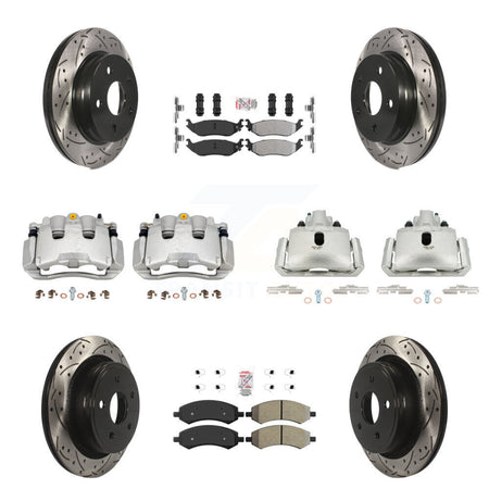 Front Rear Brake Coat Caliper Drill Slot Rotor Semi-Metallic Pad Kit (10Pc) For Chrysler KCD-100745N
