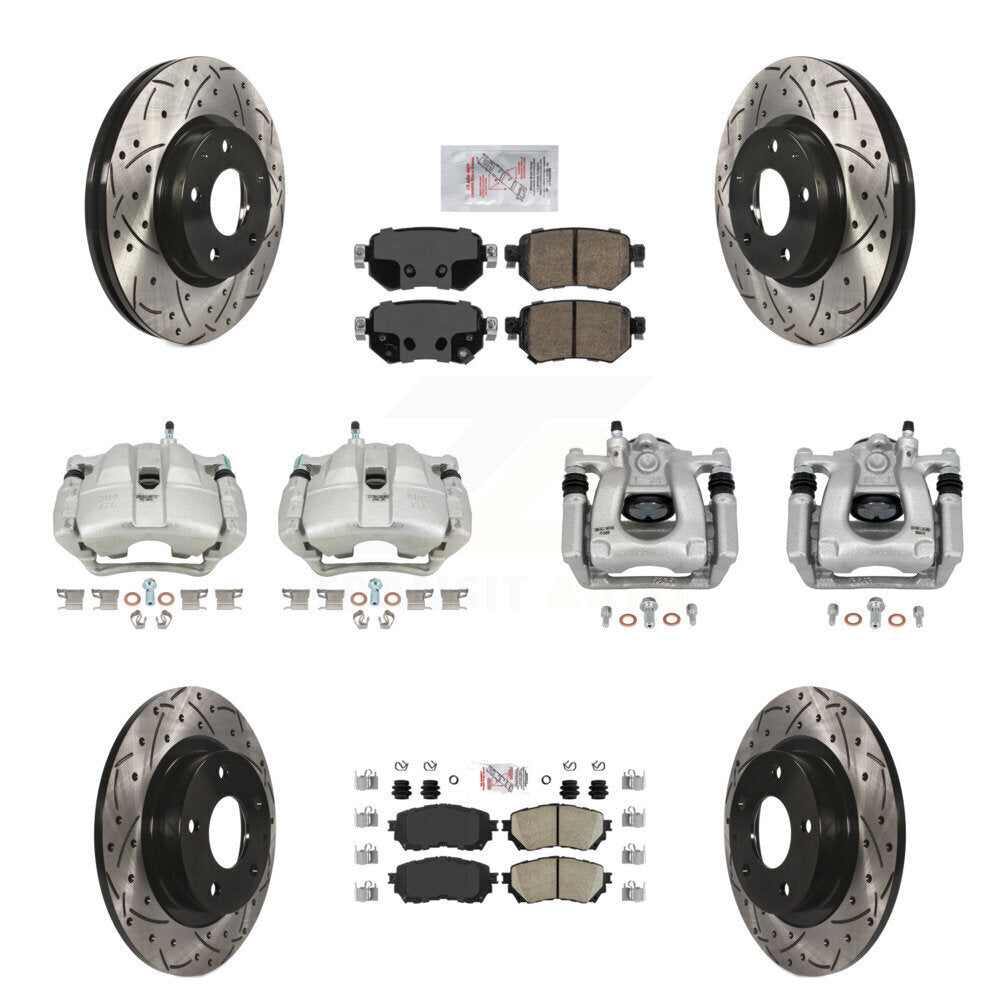 Front Rear Disc Brake Coated Caliper Drill Slot Rotor Ceramic Pad Kit (10Pc) For Mazda 6 KCD-100747N