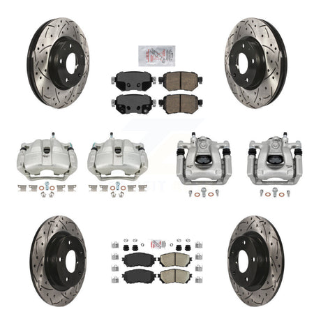 Front Rear Disc Brake Coated Caliper Drill Slot Rotor Ceramic Pad Kit (10Pc) For Mazda 6 KCD-100747N
