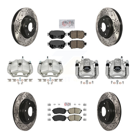 Front Rear Disc Brake Coated Caliper Drill Slot Rotor Ceramic Pad Kit (10Pc) For Mazda 6 KCD-100748N