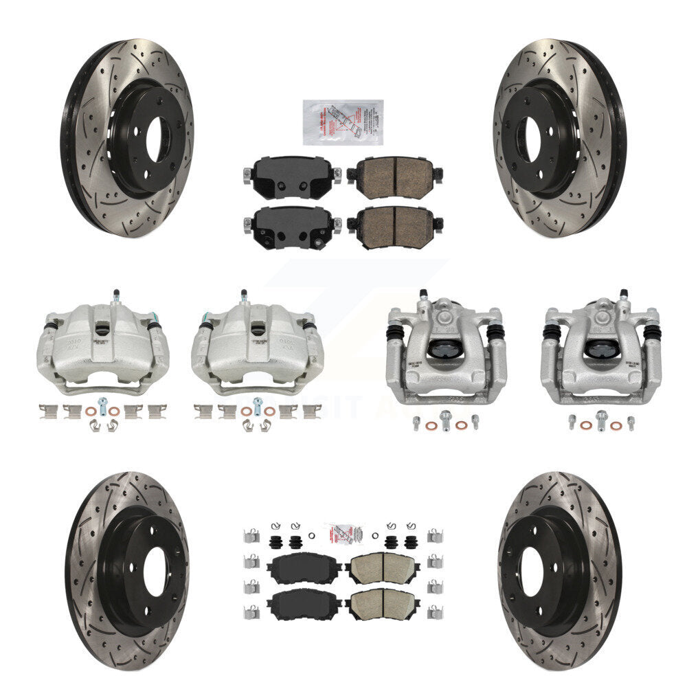 Front Rear Disc Brake Coated Caliper Drill Slot Rotor Ceramic Pad Kit (10Pc) For Mazda 6 KCD-100749N