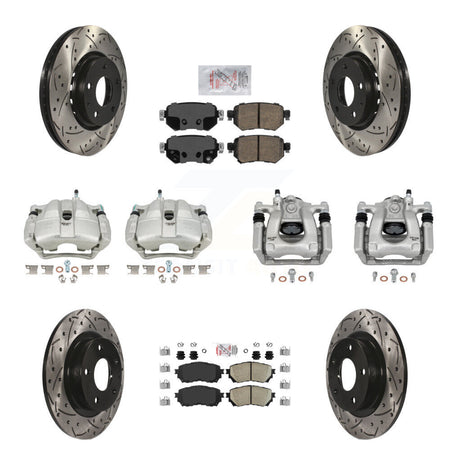 Front Rear Disc Brake Coated Caliper Drill Slot Rotor Ceramic Pad Kit (10Pc) For Mazda 6 KCD-100749N