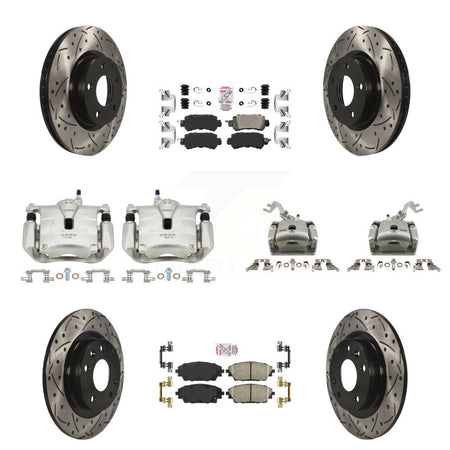 Front Rear Brake Coat Caliper Drill Slot Rotor Ceramic Pad Kit (10Pc) For Mazda CX-3 AWD KCD-100754N