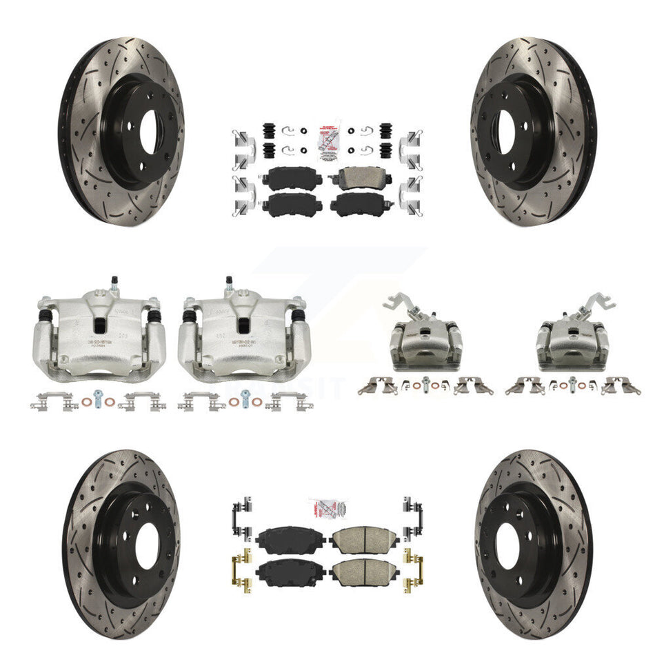 Front Rear Brake Coat Caliper Drill Slot Rotor Ceramic Pad Kit (10Pc) For Mazda CX-3 AWD KCD-100754N