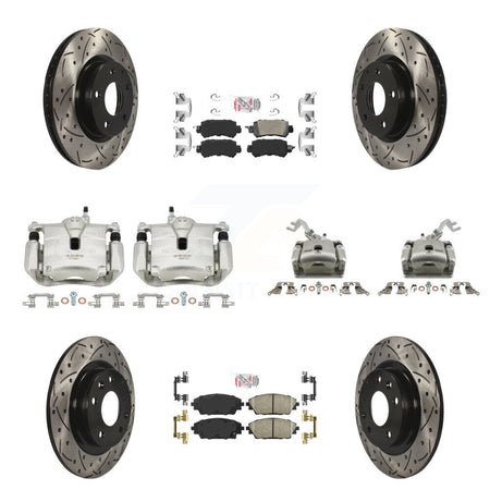 Front Rear Brake Coat Caliper Drill Slot Rotor Ceramic Pad Kit (10Pc) For Mazda CX-3 AWD KCD-100755N