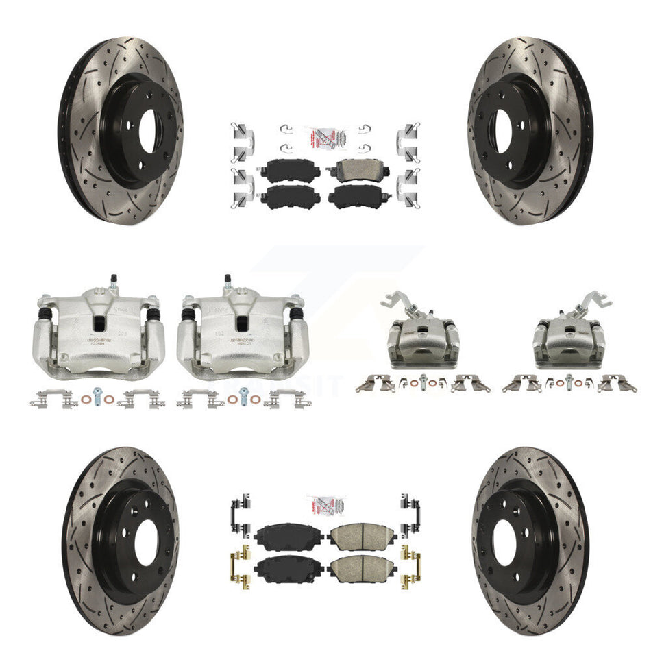 Front Rear Brake Coat Caliper Drill Slot Rotor Ceramic Pad Kit (10Pc) For Mazda CX-3 AWD KCD-100755N