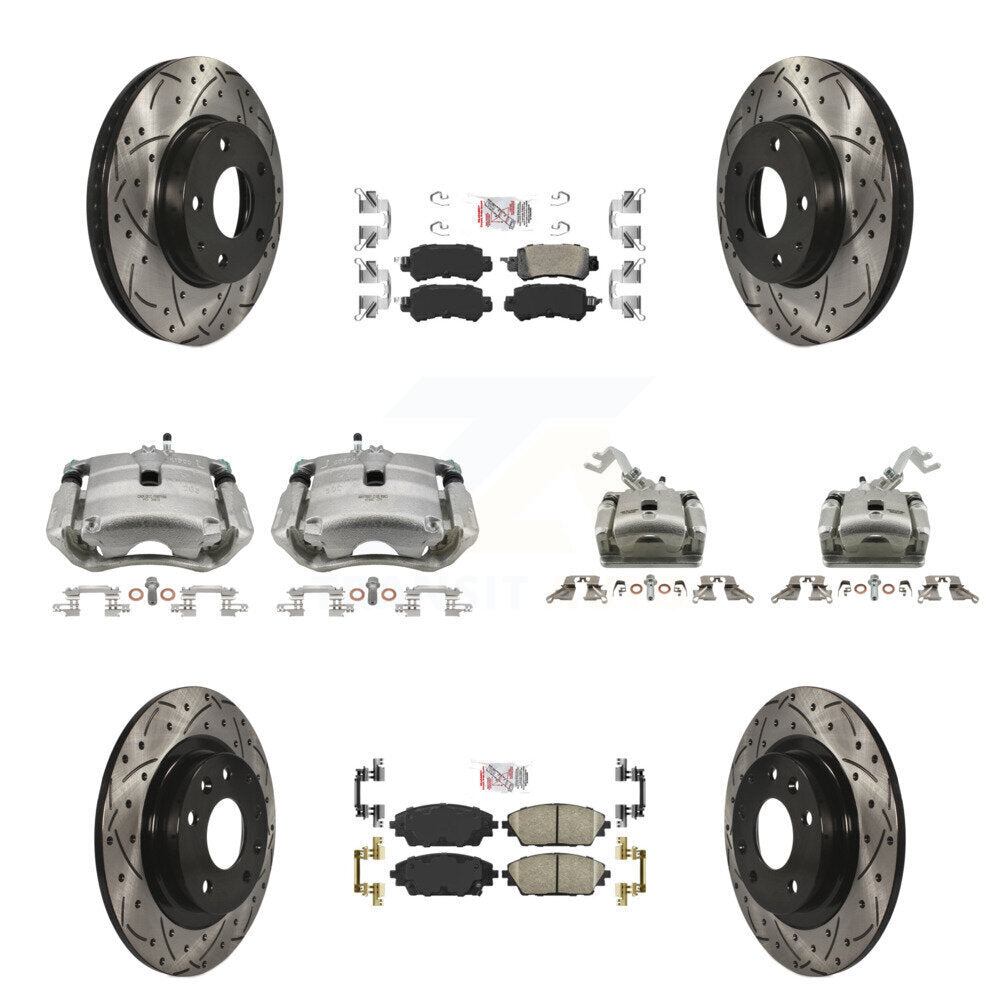 Front Rear Brake Coat Caliper Drill Slot Rotor Ceramic Pad Kit (10Pc) For Mazda CX-3 FWD KCD-100757N