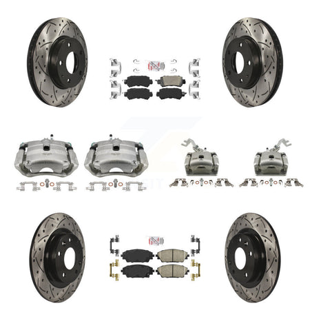 Front Rear Brake Coat Caliper Drill Slot Rotor Ceramic Pad Kit (10Pc) For Mazda CX-3 FWD KCD-100757N