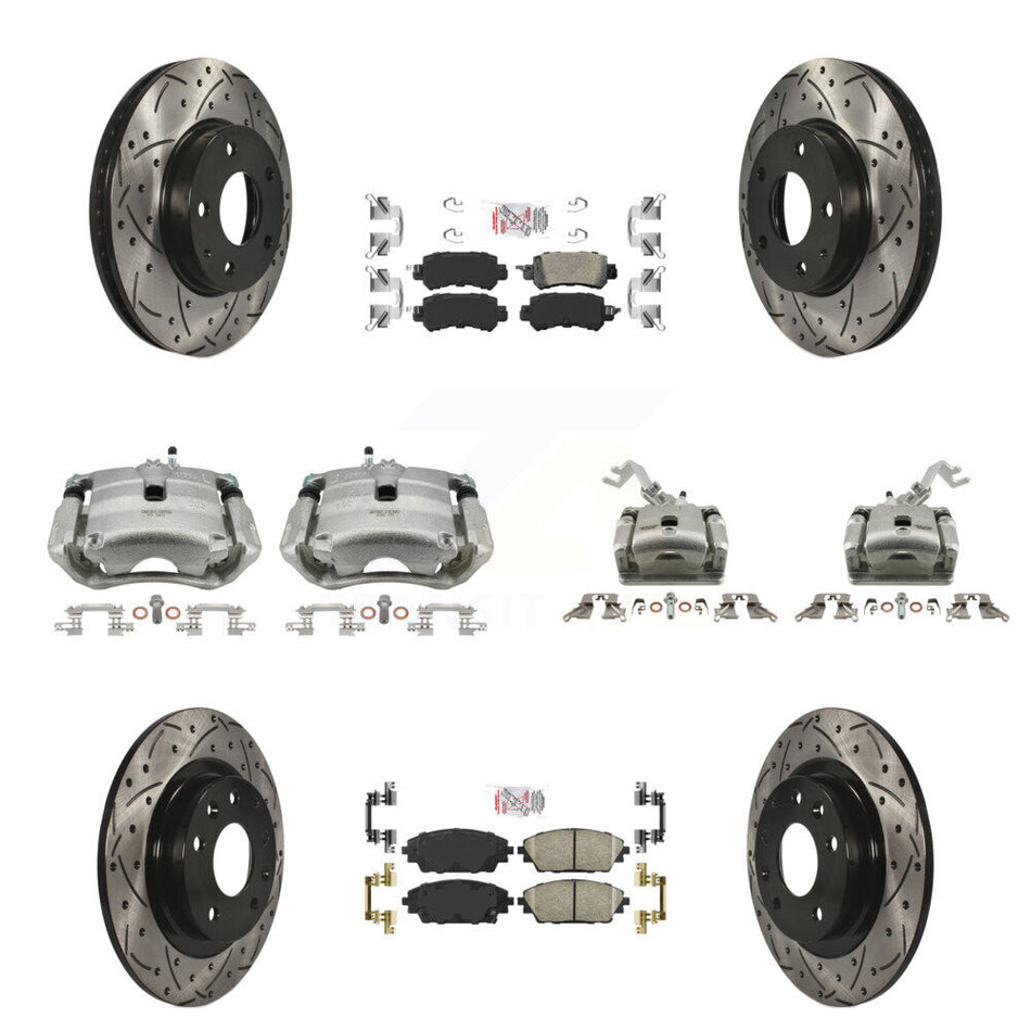 Front Rear Brake Coat Caliper Drill Slot Rotor Ceramic Pad Kit (10Pc) For Mazda CX-3 FWD KCD-100757N
