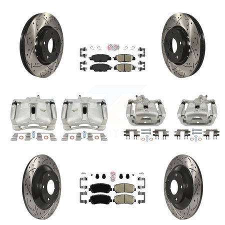 Front Rear Brake Coated Caliper Drilled Slot Rotor Ceramic Pad Kit (10Pc) For Mazda CX-5 KCD-100762N