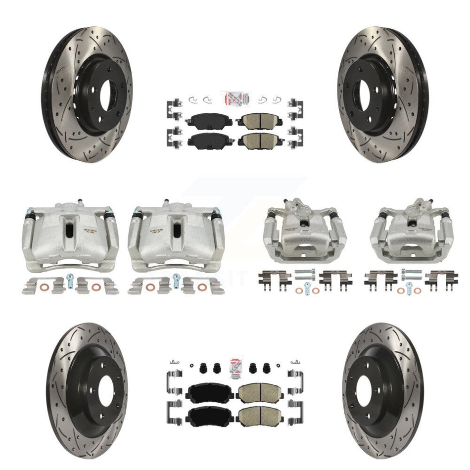 Front Rear Brake Coated Caliper Drilled Slot Rotor Ceramic Pad Kit (10Pc) For Mazda CX-5 KCD-100762N