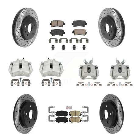 Front Rear Brake Caliper Drill Slotted Rotor Ceramic Pad Kit (10Pc) For Chevrolet Malibu KCD-100764N
