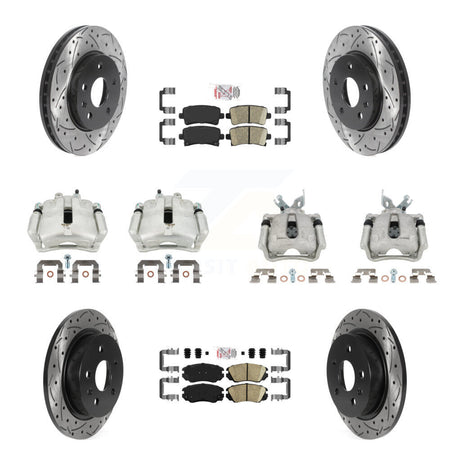 Front Rear Brake Caliper Drill Slotted Rotor Ceramic Pad Kit (10Pc) For Chevrolet Malibu KCD-100765N