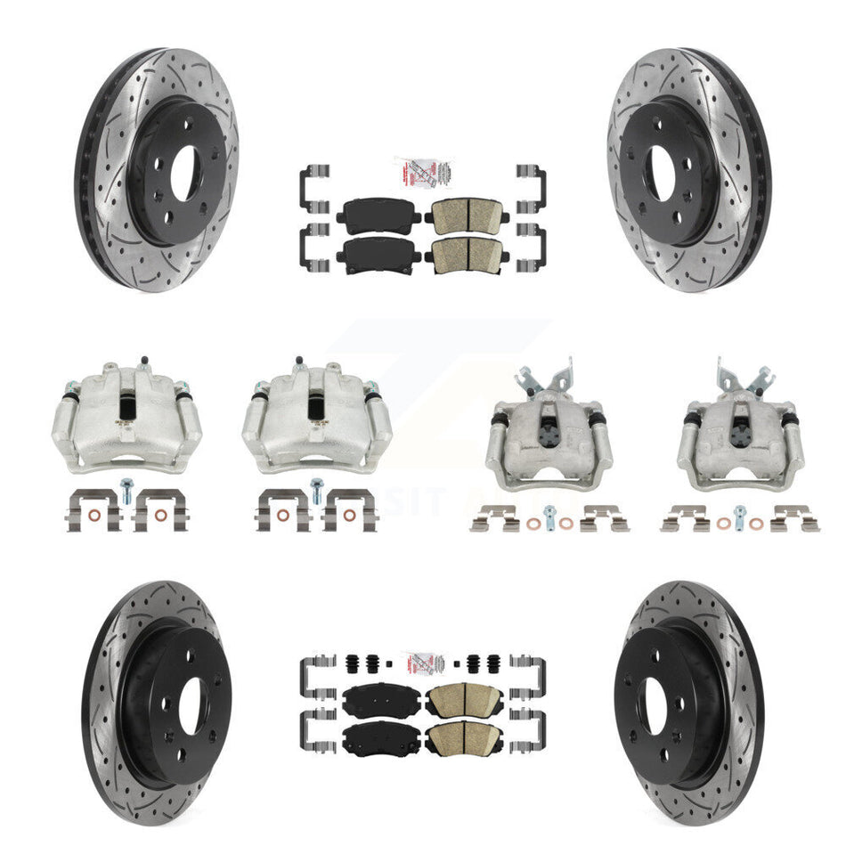 Front Rear Brake Caliper Drill Slotted Rotor Ceramic Pad Kit (10Pc) For Chevrolet Malibu KCD-100765N