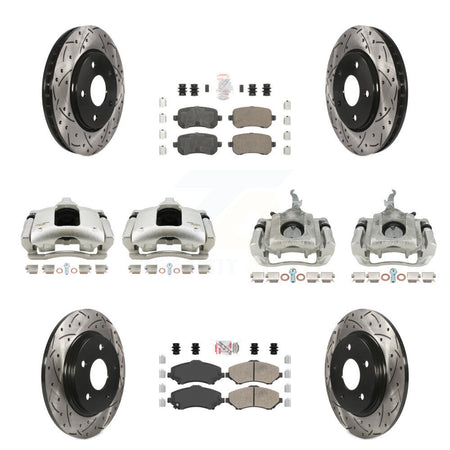 Front Rear Brake Caliper Drill Slot Rotor Ceramic Pad Kit (10Pc) For 09-11 Dodge Journey KCD-100799N