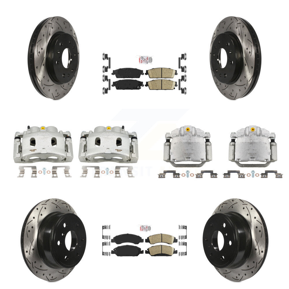 Front Rear Brake Caliper Drill Slot Rotors Ceramic Pad Kit (10Pc) For Chevrolet GMC 1500 KCD-100806N