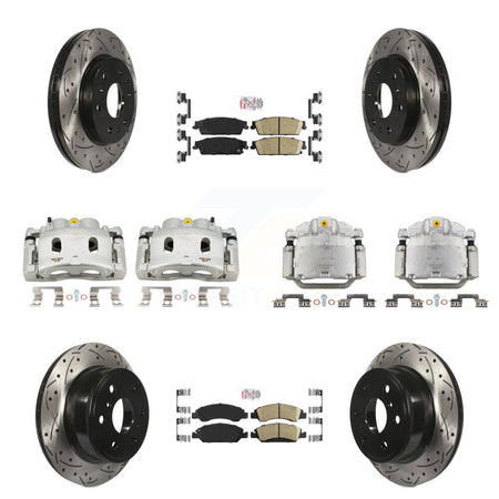 Front Rear Brake Caliper Drill Slot Rotors Ceramic Pad Kit (10Pc) For Chevrolet GMC 1500 KCD-100806N