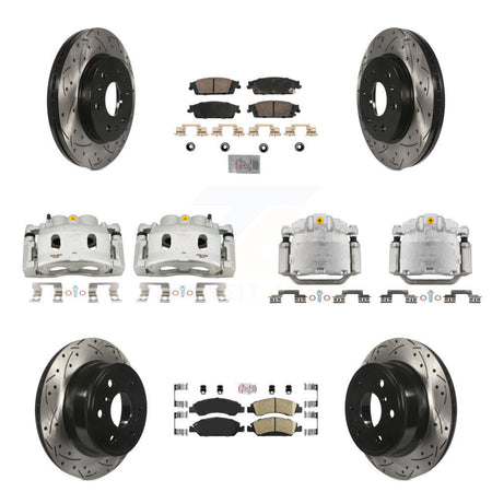 Front Rear Brake Caliper Drill Slot Rotors Ceramic Pad Kit (10Pc) For GMC Sierra 1500 XL KCD-100809N