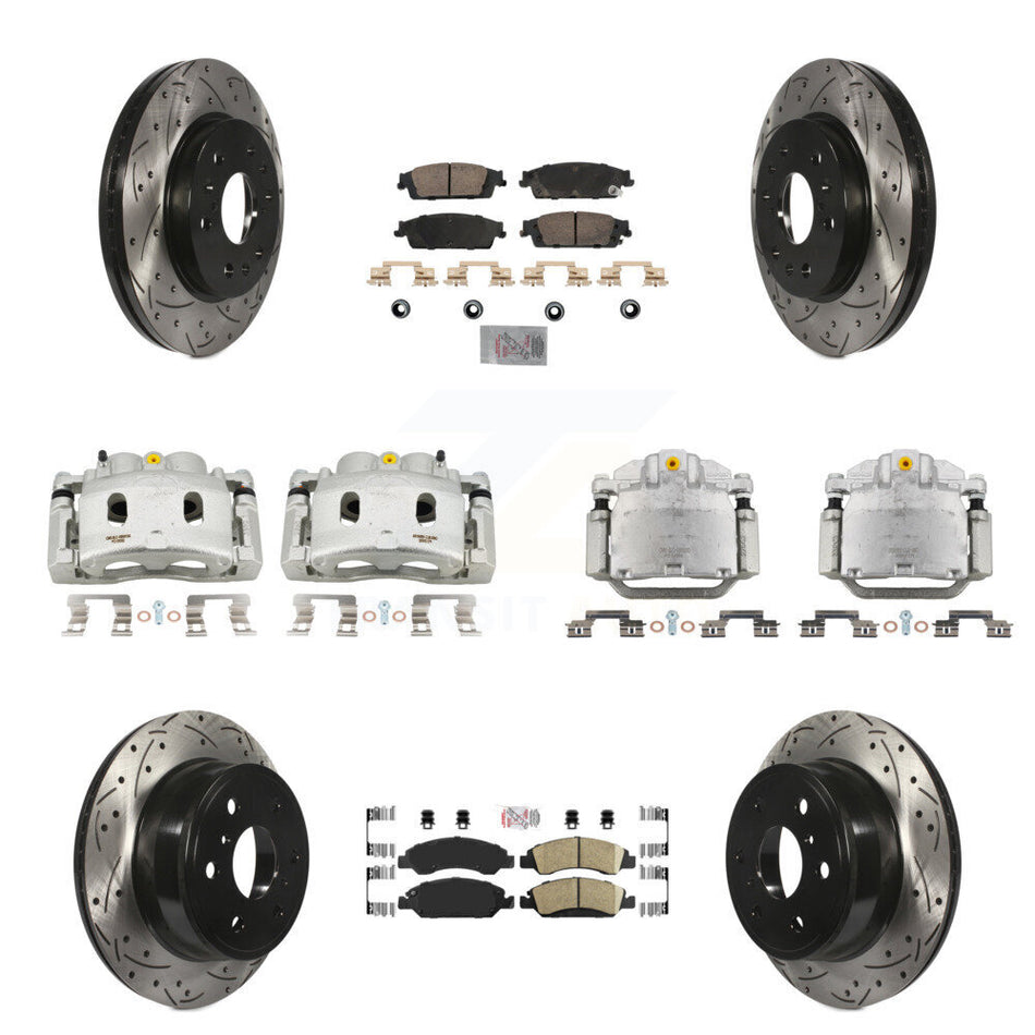 Front Rear Brake Caliper Drill Slot Rotors Ceramic Pad Kit (10Pc) For GMC Sierra 1500 XL KCD-100809N