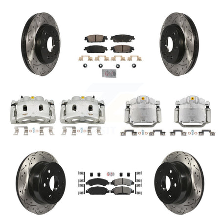 Front Rear Brake Caliper Drill Slot Rotor Ameribrakes Pad Kit (10Pc) For GMC Sierra 1500 KCD-100815N