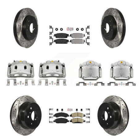 Front Rear Brake Caliper Drill Slot Rotors Ameribrakes Pad Kit (10Pc) For Chevrolet 1500 KCD-100822N