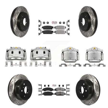 Front Rear Brake Caliper Drill Slot Rotor Semi-Metallic Pad Kit (10Pc) For Chevrolet GMC KCD-100826N
