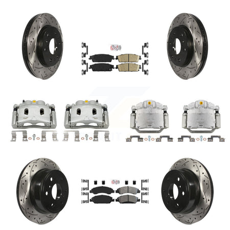 Front Rear Brake Caliper Drill Slot Rotors Ameribrakes Pad Kit (10Pc) For Chevrolet 1500 KCD-100827N