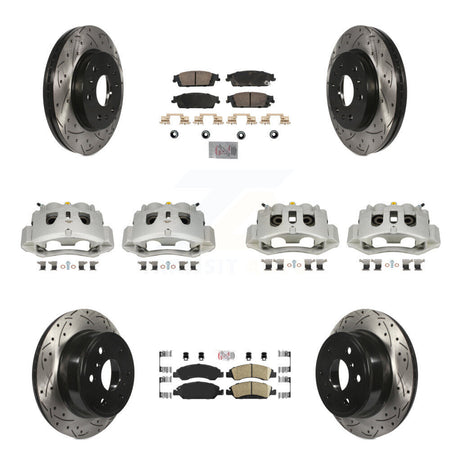 Front Rear Brake Caliper Drill Slot Rotors Ceramic Pad Kit (10Pc) For Chevrolet Suburban KCD-100828N