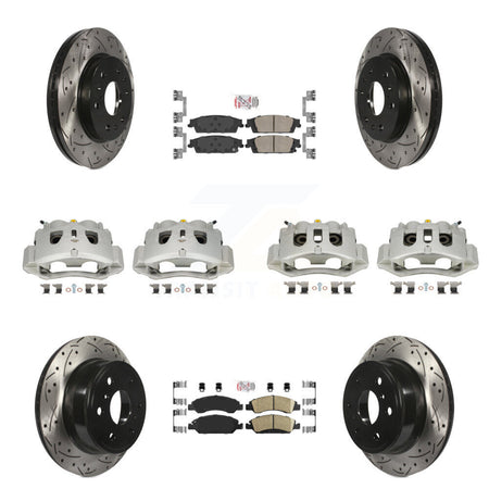 Front Rear Brake Caliper Drill Slot Rotors Ceramic Pad Kit (10Pc) For Chevrolet Suburban KCD-100830N
