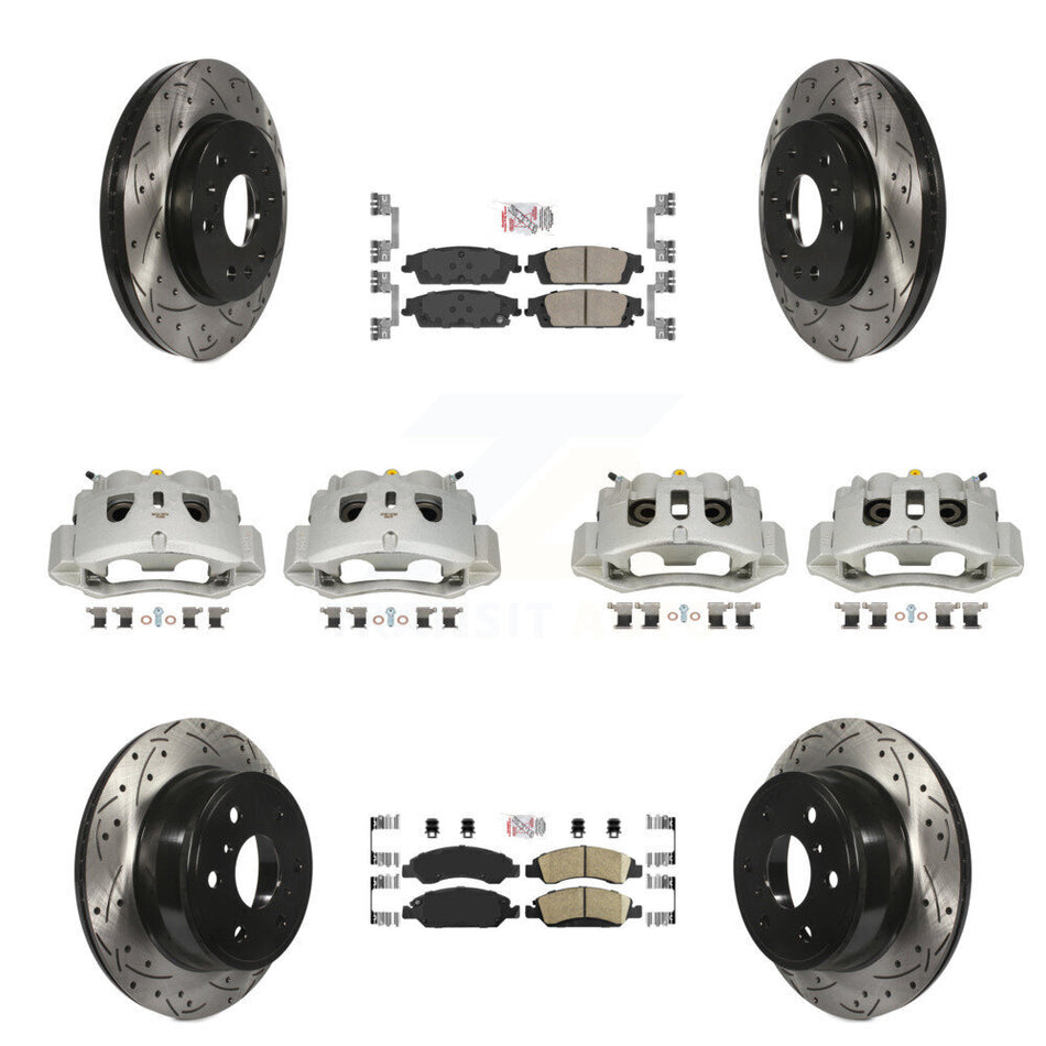 Front Rear Brake Caliper Drill Slot Rotors Ceramic Pad Kit (10Pc) For Chevrolet Suburban KCD-100830N